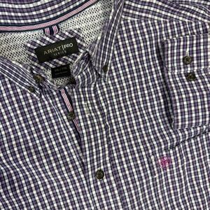 Ariat Shirt Mens 2XL TTG Purple Plaid Western Button Down Pro Series Vent Rodeo